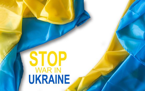 Stop War Banner text with Ukraine flag. International protest, Stop the war against Ukraine. illustration