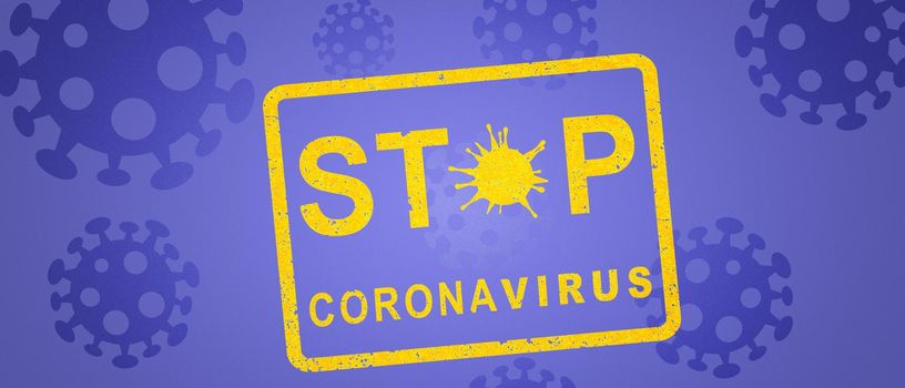 Stop corona virus background, pandemic risk concept. 3D illustration