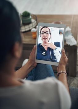 You will require require checkups. Shot of an unrecognizable person on a videocall with a doctor.