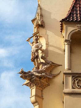 PRAGUE, CZECH REPUBLIC - FEBRUARY 20, 2015 - Sculpture of St George and dragon