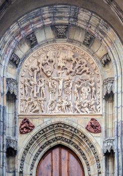 Detail of a side door of Saint Vitus cathedral in Prague