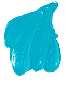 Mint blue beauty cosmetic texture isolated on white background, smudged makeup smear or cosmetics product smudge, paint brush strokes