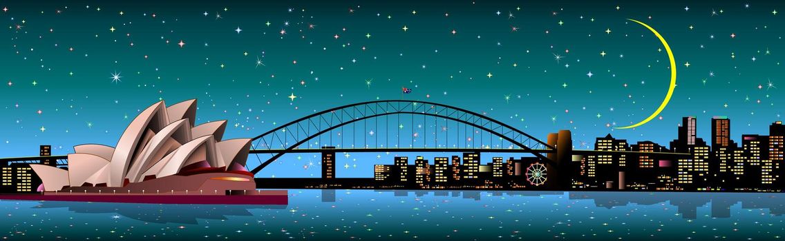 Sydney city starry night