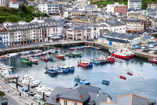 LUARCA, SPAIN - APRIL 25, 2015 - Seaport of Luarca, view from above