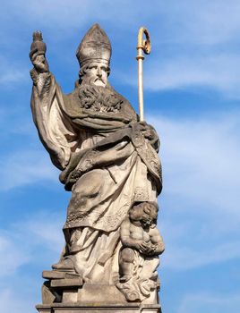 Statue of St. Augustinus on the Charles bridge in Prague