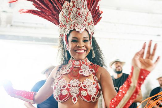 The extravagance that is samba dance. Shot of a beautiful samba dancer performing at a carnival.
