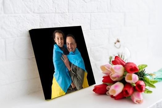 photo canvas people with the flag of Ukraine