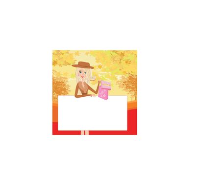 Fashion woman on Autumn Shopping - frame for your text