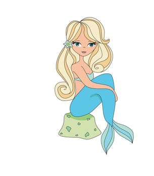 Beautiful mermaid - doodle isolated illustration