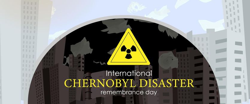 Chernobyl accident. Chernobyl Remembrance Day. The explosion of a nuclear reactor in Ukraine in 1986. Vector illustration