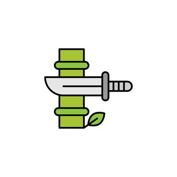 bamboo, knife line icon. Element of jungle for mobile concept and web apps illustration. Thin line