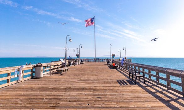 VENICE, UNITED STATES - MAY 21, 2015: Ventura Historic wooden Pier in Los Angeles, USA