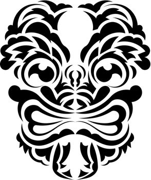 Pattern mask. Black tattoo in the style of the ancient tribes. Hawaiian style. Vector illustration isolated on white background.