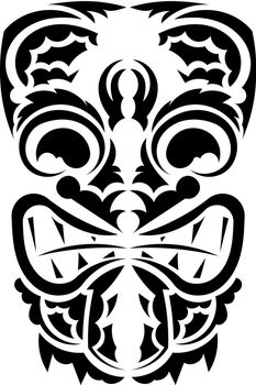 Tribal mask. Black tattoo in the style of the ancient tribes. Simple style. Vector over white background.