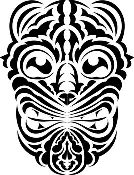 Tribal mask. Black tattoo in the style of the ancient tribes. Black ornament. Vector illustration isolated on white background.