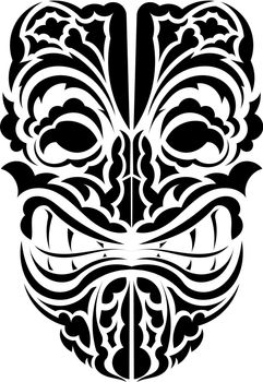 Tribal mask. Black tattoo in the style of the ancient tribes. Black ornament. Vector illustration isolated on white background.