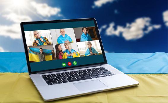 laptop, ukraine, video chats. video conference