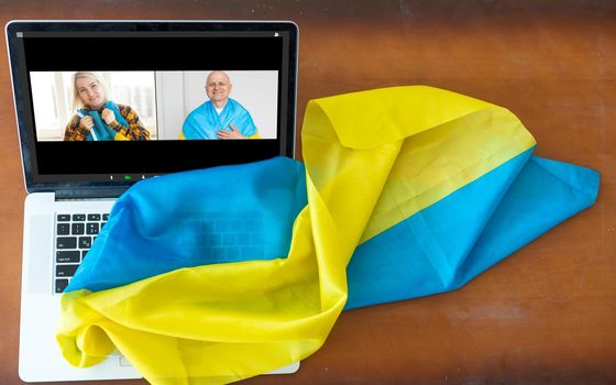 laptop, ukraine, video chats. video conference
