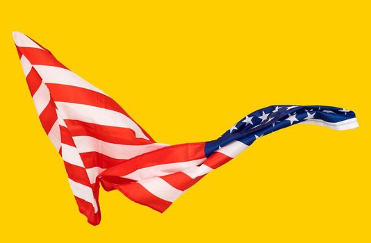 United States flag. yellow background, Template for horizontal banner.