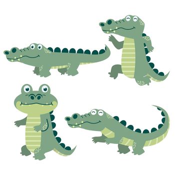 Cute crocodile Character cartoon vector set
