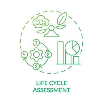 Life cycle assessment green gradient concept icon