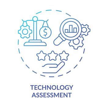 Technology assessment blue gradient concept icon