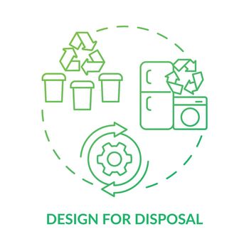 Design for disposal green gradient concept icon