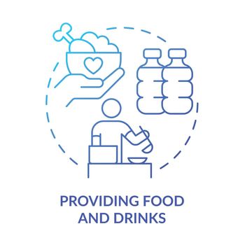 Providing food and drinks blue gradient concept icon