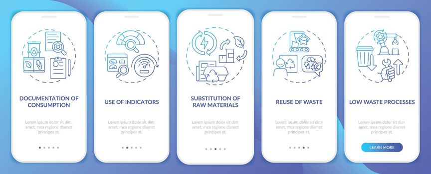 Cleaner production options blue gradient onboarding mobile app screen
