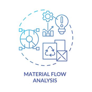 Material flow analysis blue gradient concept icon