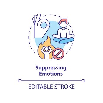 Suppressing emotions concept icon