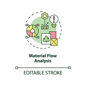 Material flow analysis concept icon