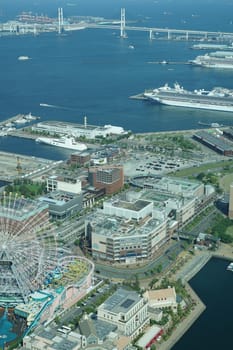 Luxury vessel anchored at Yokohama Port