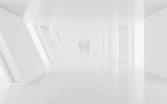 Empty white tunnel, 3d rendering. Computer digital drawing.