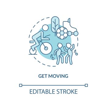 Get moving turquoise concept icon