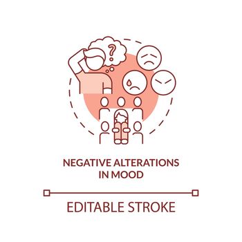 Negative alterations in mood terracotta concept icon