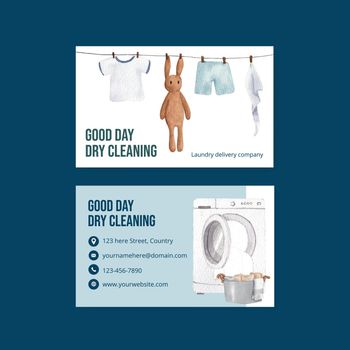 Name card template with laundry day concept,watercolor style