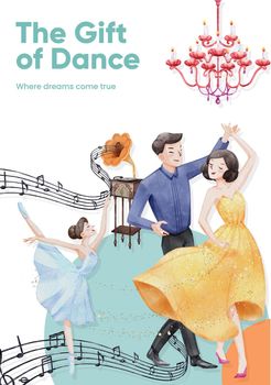 Poster template with international dance day concept,watercolor style