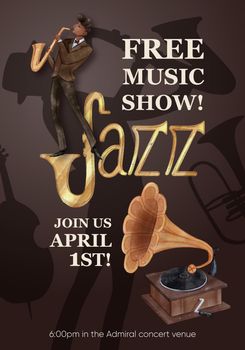 Poster template with jazz music concept,watercolor style