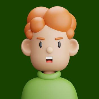 3D cartoon avatar of red-haired teenager