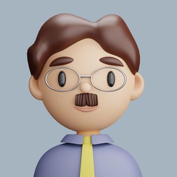 3D cartoon avatar of man with a mustache