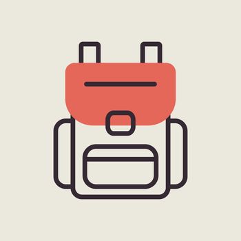 Camping backpack vector icon. Camping sign