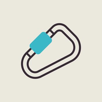 Carabiner vector isolated icon. Camping and Hiking sign. Graph symbol for travel and tourism web site and apps design, logo, app, UI