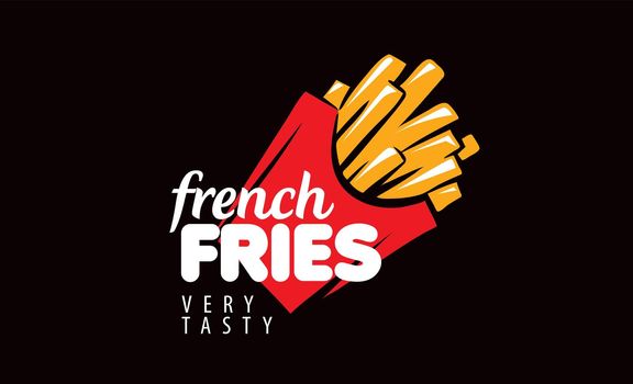 Vector illustration of French fries on a black background