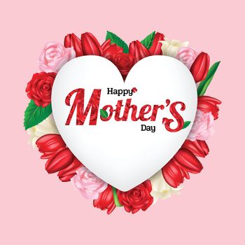 Mother's day heart frame graphic vector illustration on pink color,mock up of mother's day festival