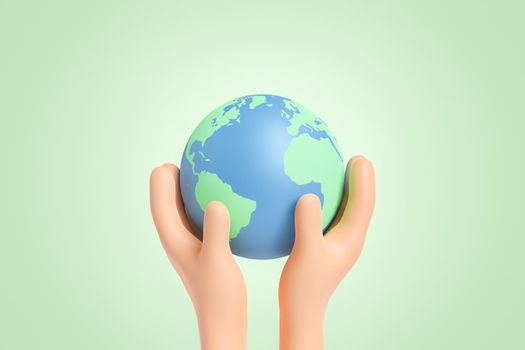 Hands holding round planet Earth