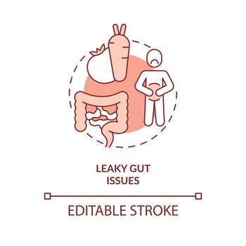 Leaky gut issues red concept icon