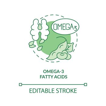 Omega three fatty acids green concept icon