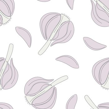 Culinary seamless pattern with garlic