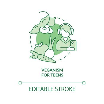 Veganism for teens green concept icon